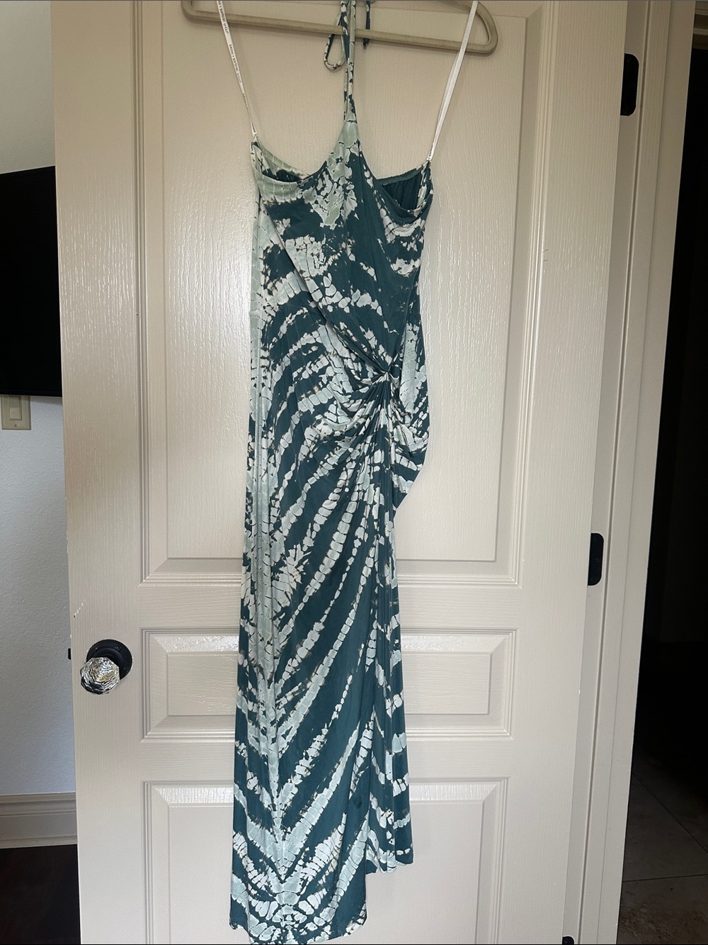 Young Fabulous & Broke Green and White Tie-Dye Maxi Dress with Side Knot